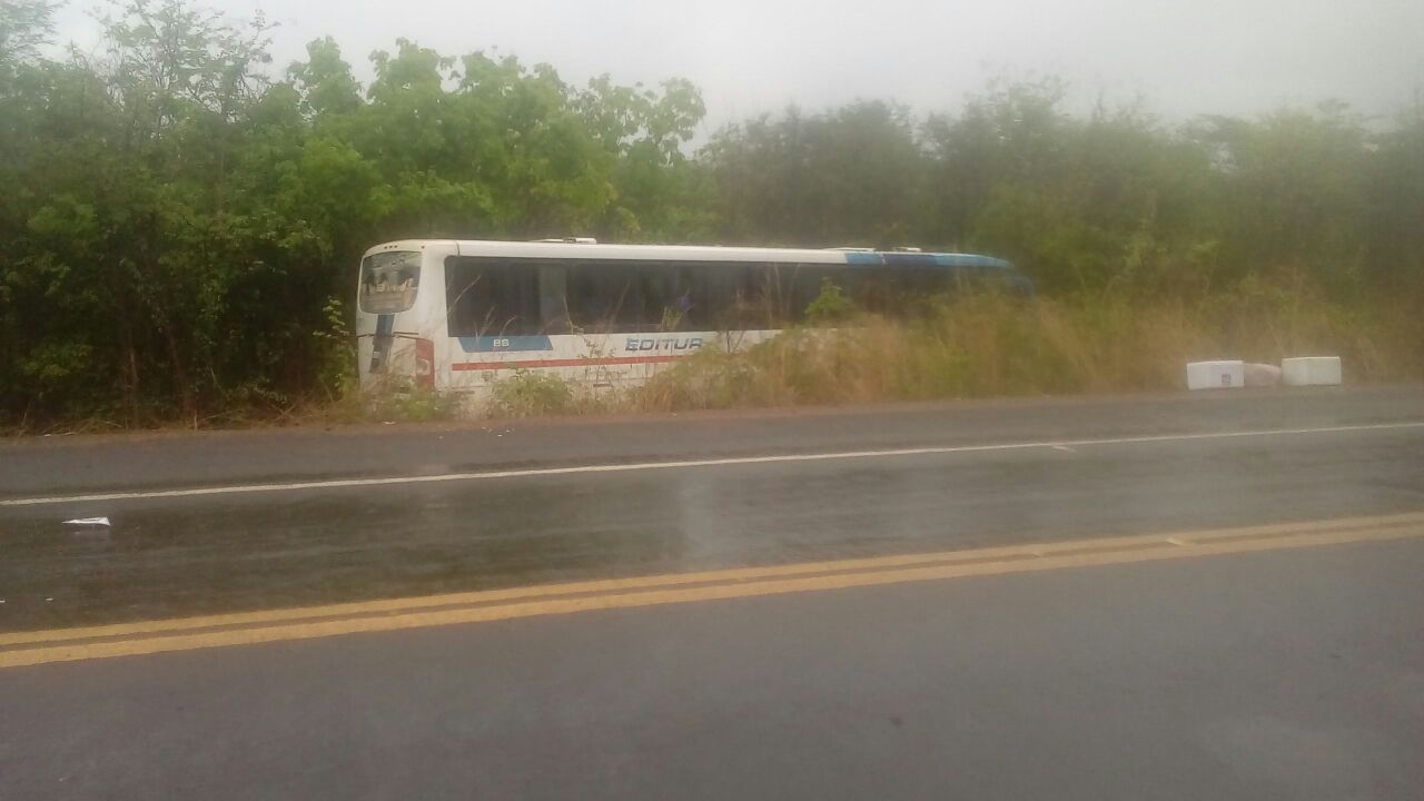 Ônibus saiu da pista