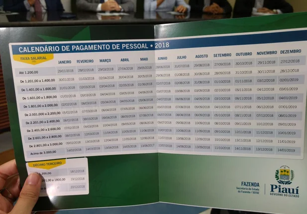 Calendário de Pagamento dos Servidores de 2018