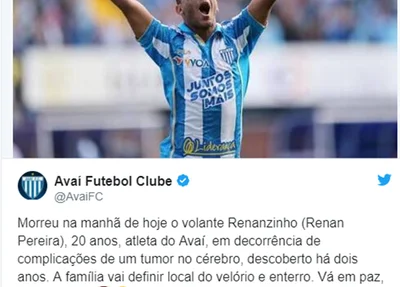 Renanzinho morre aos 20 anos vítima de tumor cerebral