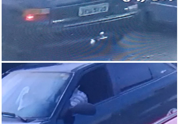 Imagens da câmera de segurança do carro sendo utilizado no roubo