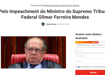 Abaixo-assinado pede o impeachment do ministro Gilmar Mendes