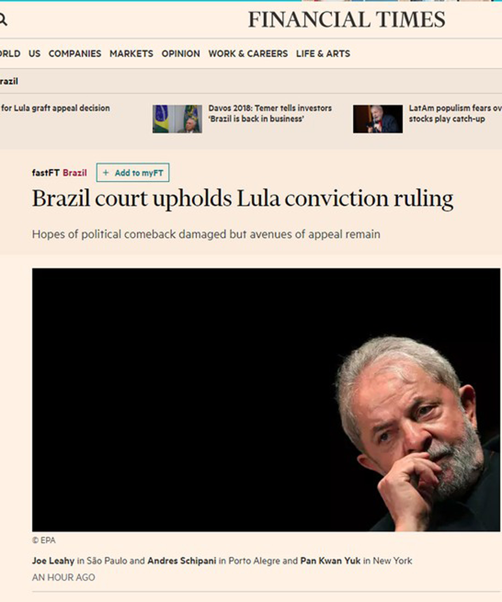 Financial Times, da Inglaterra, citou que a economia do país está se recuperando