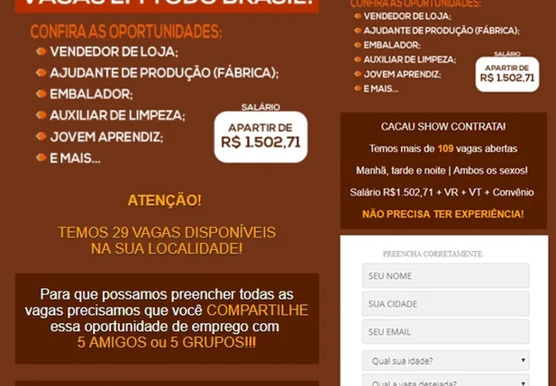 Golpe do WhatsApp utilizando a Cacau Show 