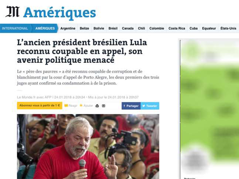 Jornal francês Le Monde chama o ex-presidente Lula de o pai dos pobres