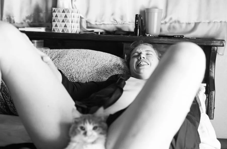 Norte-americana Lucy Schultz simula nascimento de gatinho adotado nos EUA