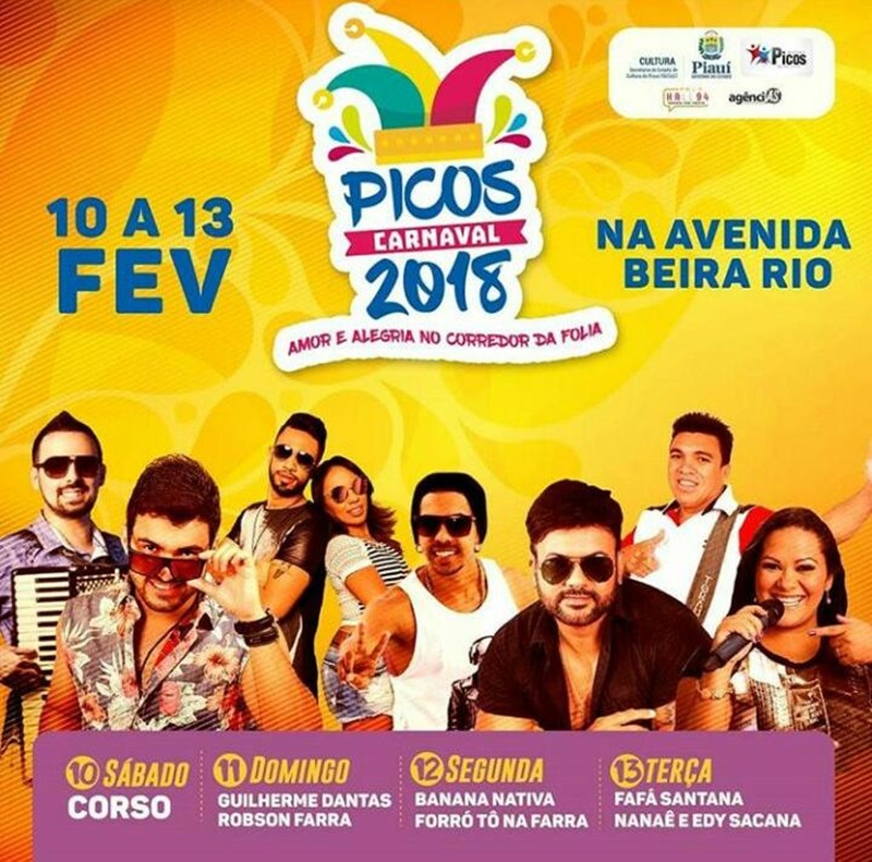 Atrações confirmadas para o carnaval de Picos