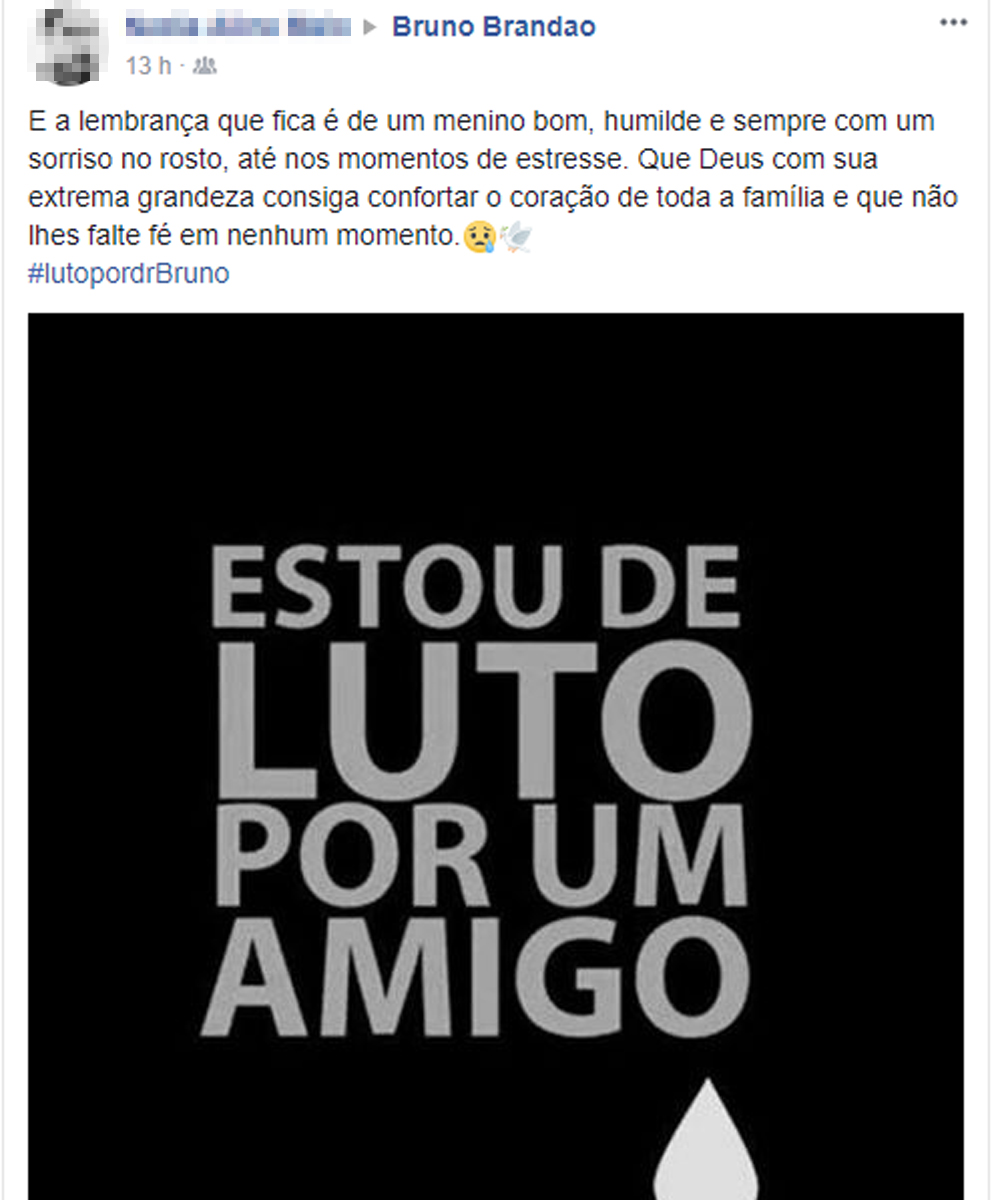 Amiga afirma que sempre vai se lembrar da alegria de Bruno Brandão