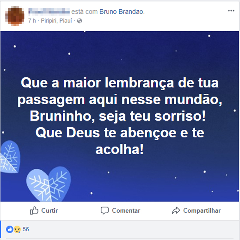 Amigo de Bruno Brandão lamenta a morte