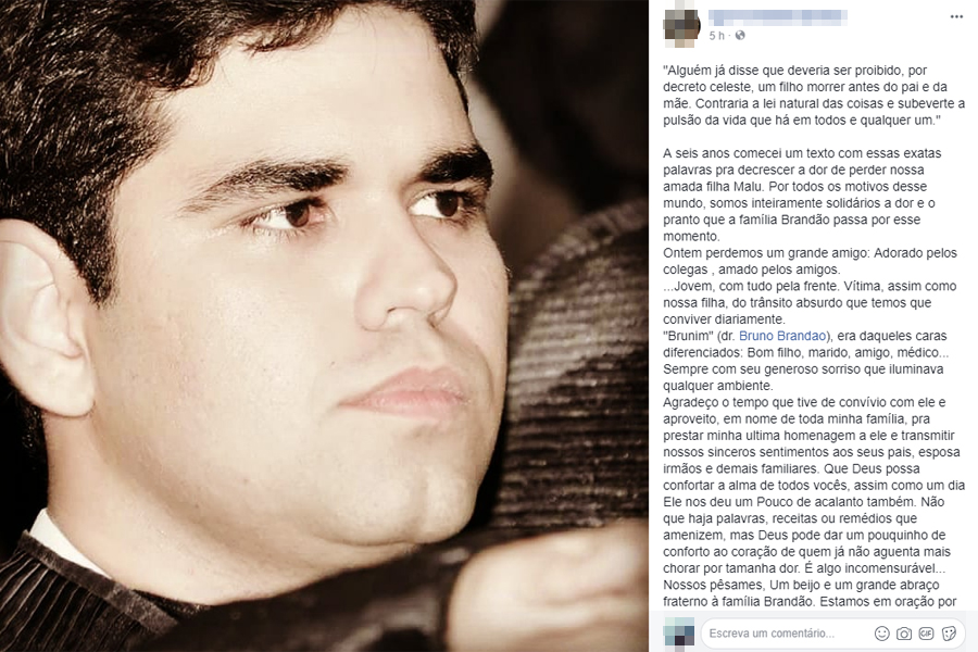 Bruno Brandão morreu em Codó e amigos estão se manifestando pelas redes sociais