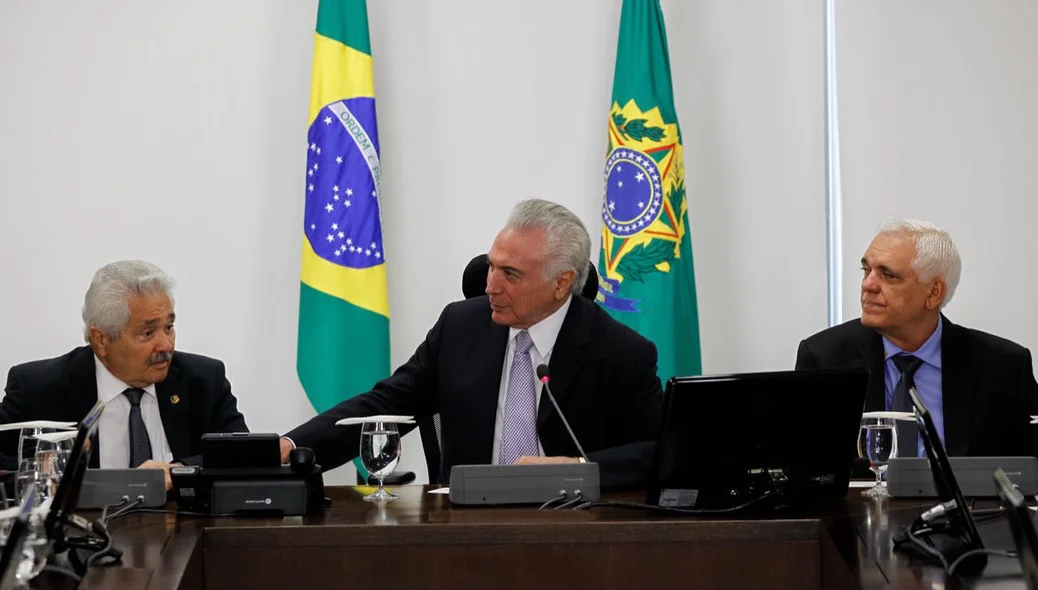 Senador Elmano Férrer, Michel Temer e Themístocles Filho