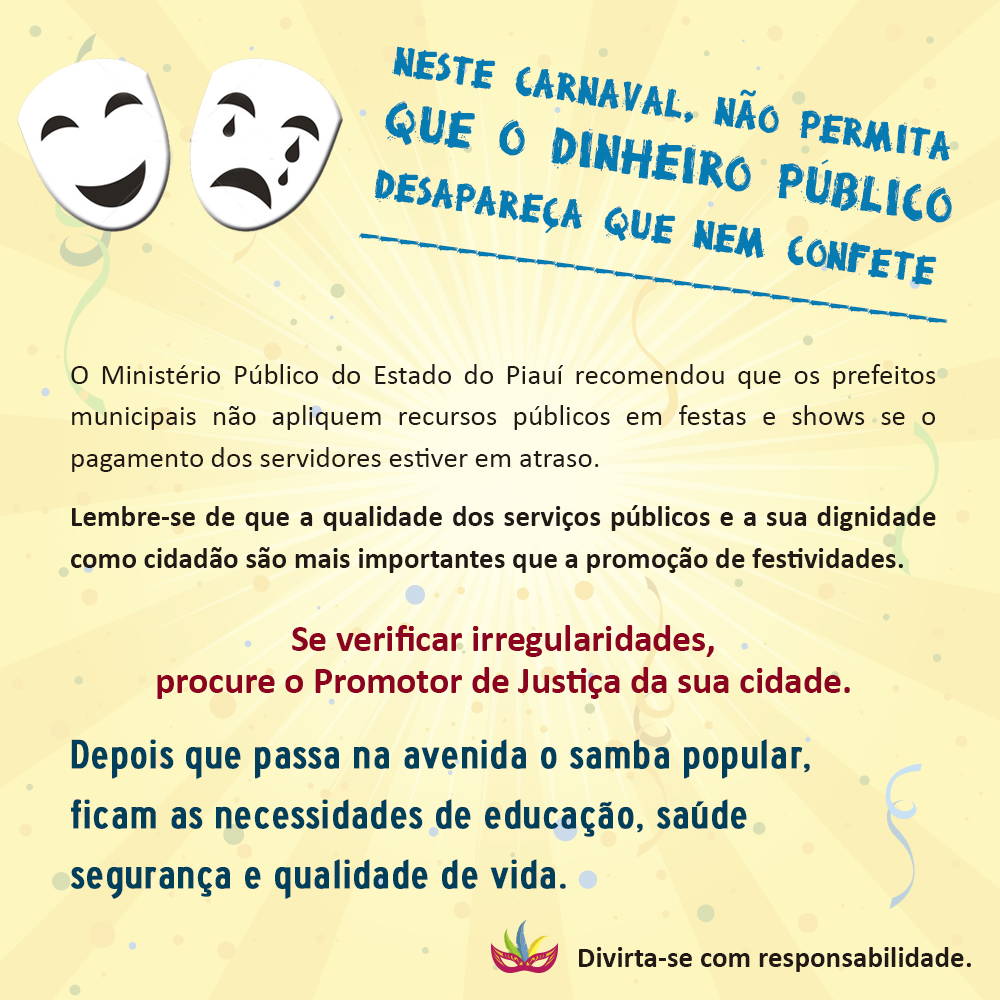MP recomenda que prefeituras em atraso com pagamento de servidores não apliquem recursos públicos em festas carnavalescas