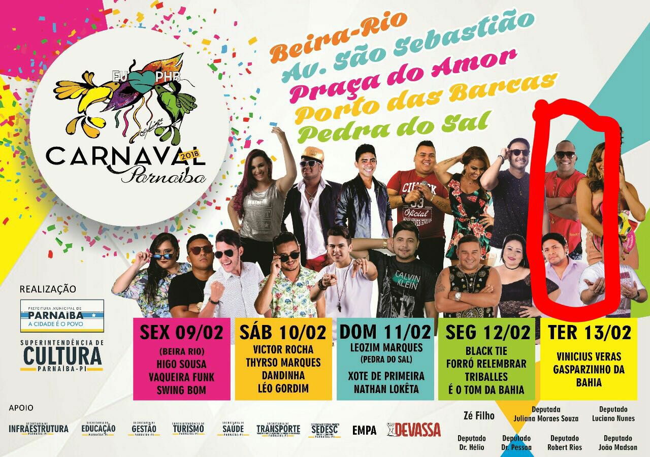 Banner do carnaval 2018 de Parnaíba 