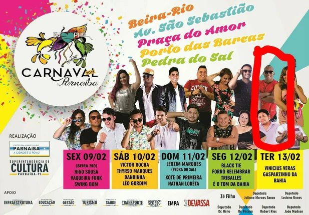 Banner do carnaval 2018 de Parnaíba 