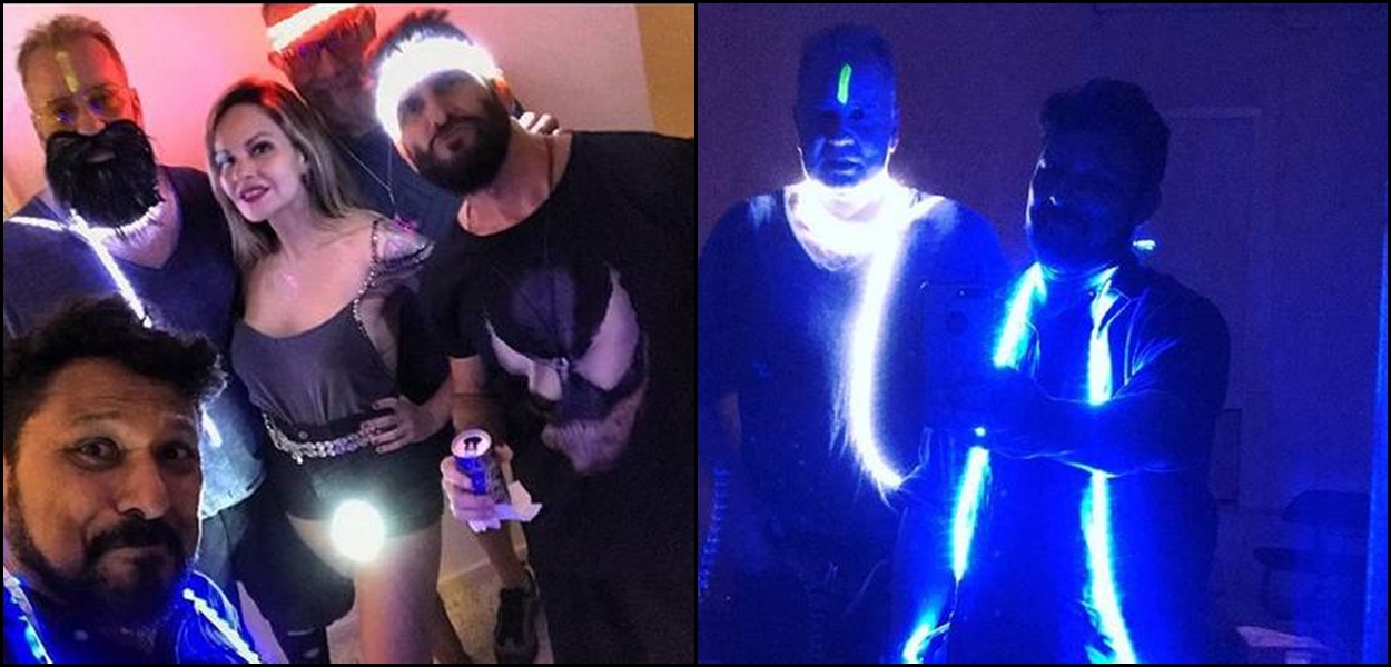 Luiz Fernando Guimarães se diverte no carnaval com marido e amigos