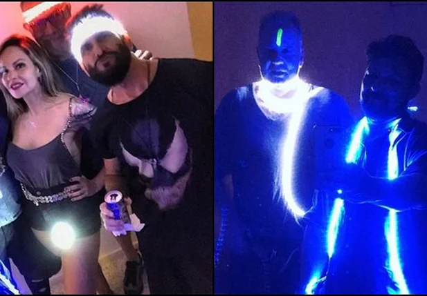 Luiz Fernando Guimarães se diverte no carnaval com marido e amigos