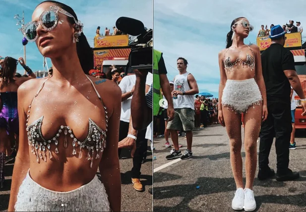 Bruna Marquezine chama a atenção em bloco de carnaval do Rio de Janeiro