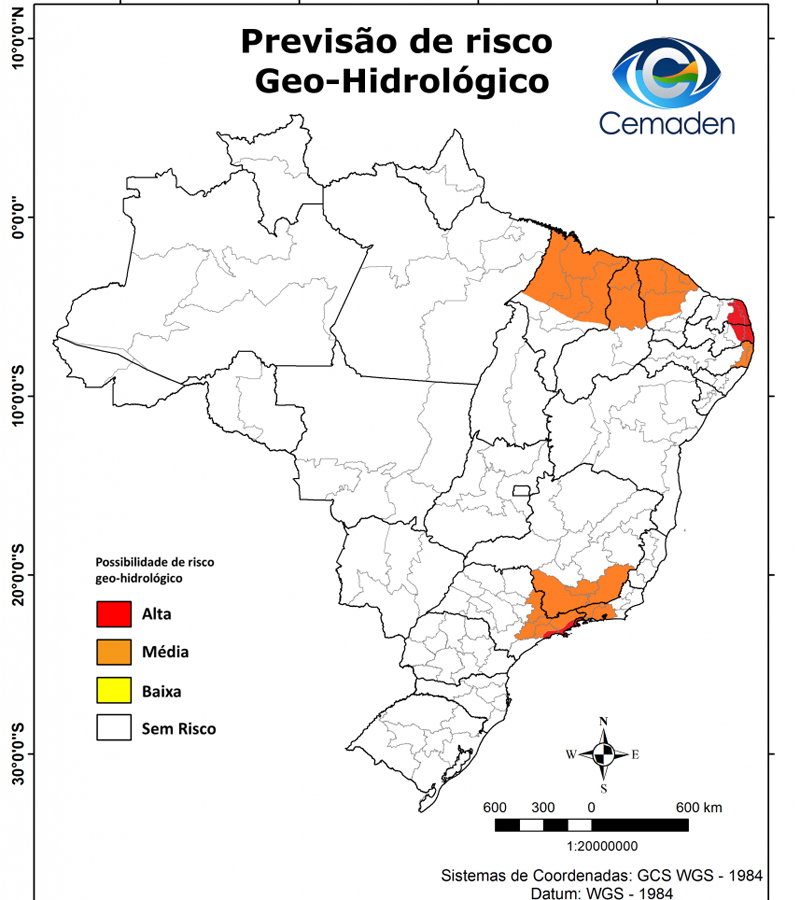 Previsão de sexta-feira do Centro de Desastres