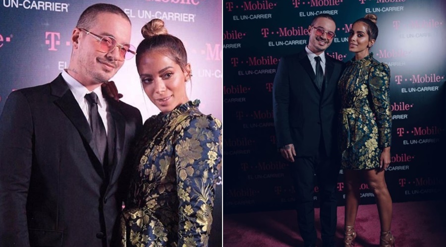 Anitta e J Balvin durante o prêmio Lo Nuestro 2018