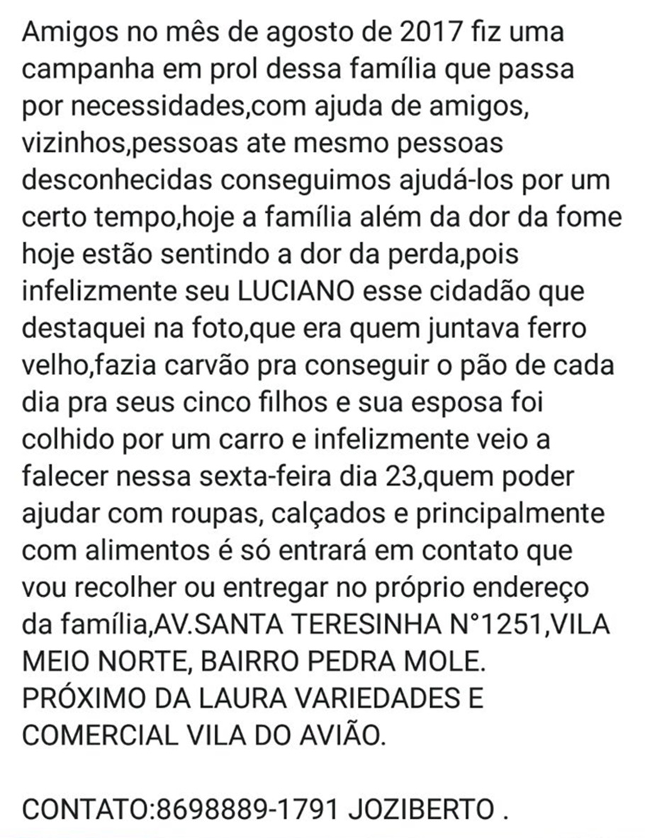 Post compartilhado no facebook