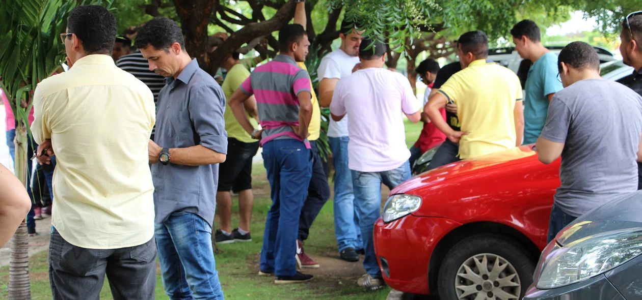 Motoristas da Uber no ato