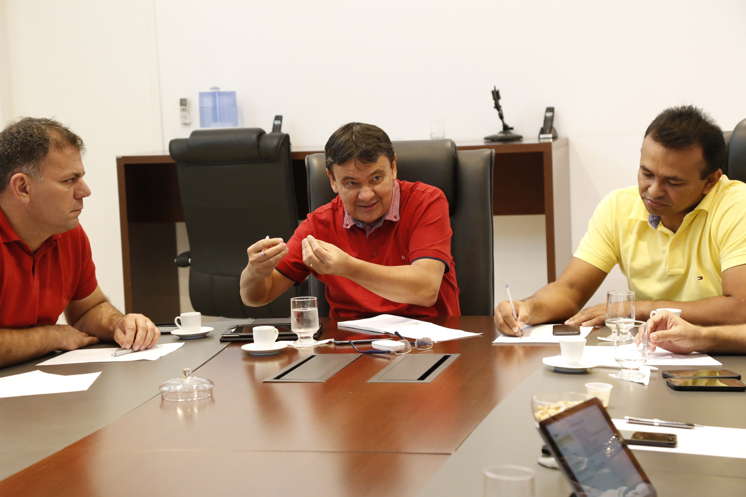 Wellington Dias se reuniu com o coronel Carlos Augusto, Fábio Abreu e outros membros da Segurança Pública