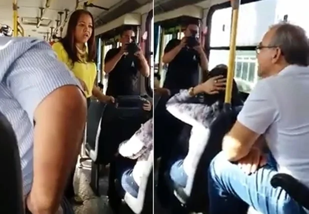Firmino Filho ouve reclamação de passageira em ônibus