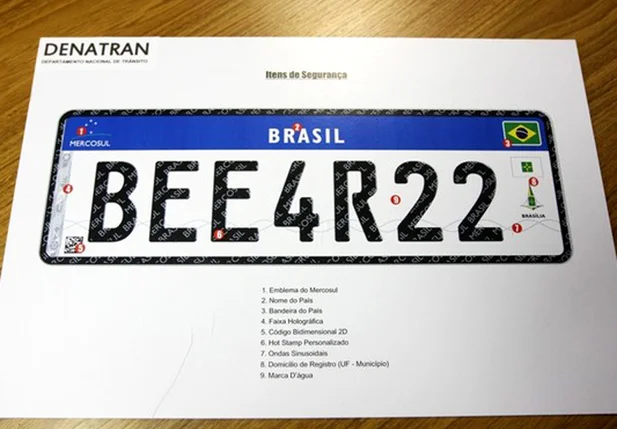 Nova placa para veículos do Brasil