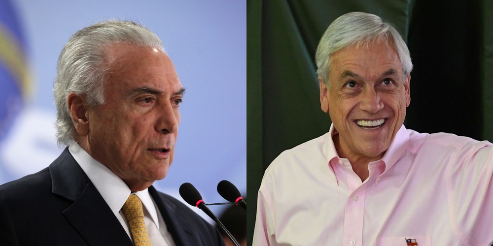 Michel Temer e Sebastian Piñera, presidente do Chile