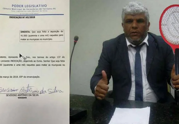 Vereador Severino Antônio solicita 41 mil raquetes para matar muriçocas 