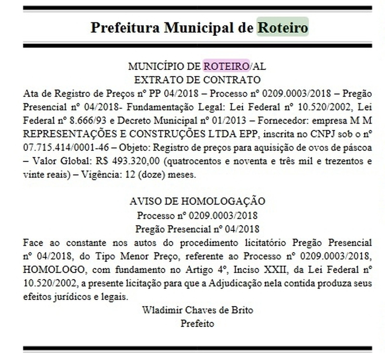 Prefeito de município no interior do Alagoas contrata R$ 500 mil em ovos de Páscoas