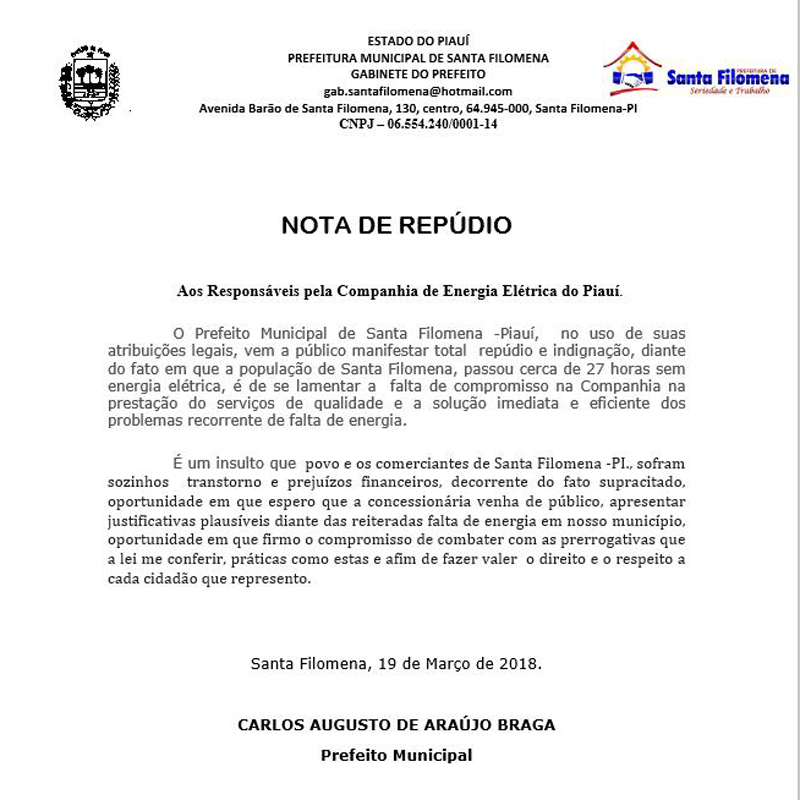 Nota de repúdio