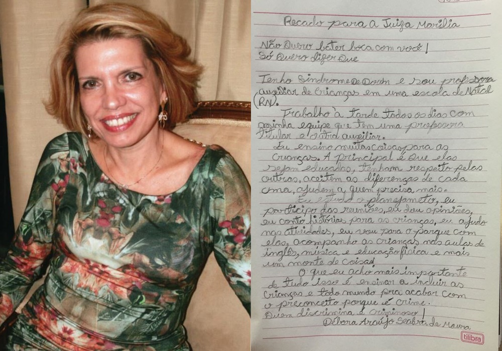Desembargadora Marília Castro recebe carta de professora com síndrome de Down