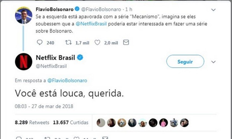 Netflix rebate Flávio Bolsonaro (PSL-RJ)