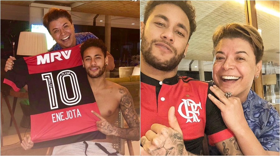 Neymar aparece com camisa do Flamengo.