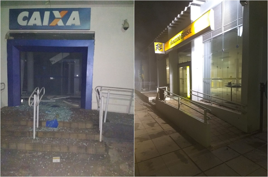 Bandidos explodiram as agências da Caixa Econômico e Banco do Brasil em Piracuruca 