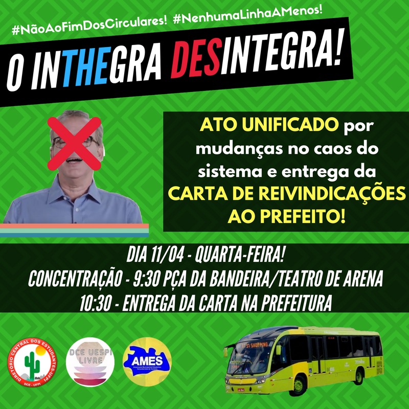 Estudantes convocam a população para ato contra o Inthegra em Teresina