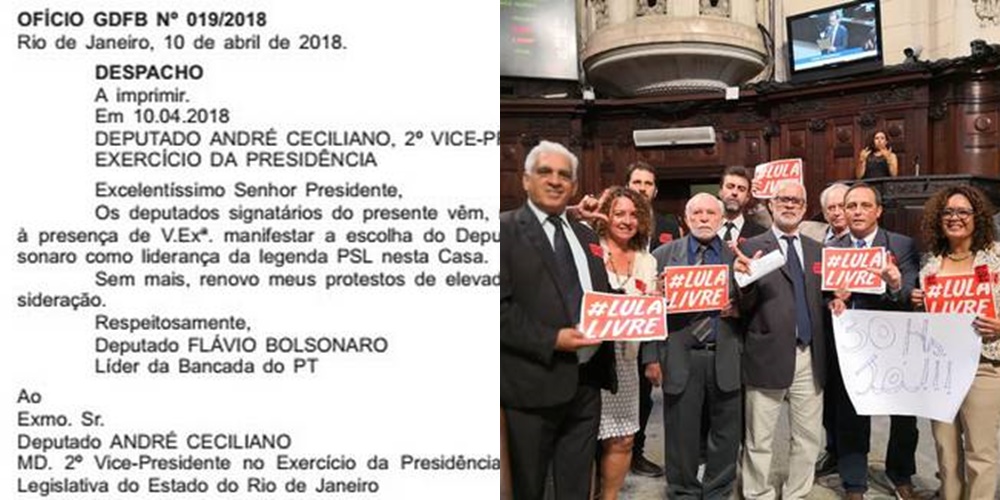 Flávio Bolsonaro assina como líder do PT no Diário Oficial
