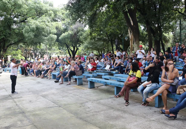 Ato contra o Sistema Inthegra no centro de Teresina