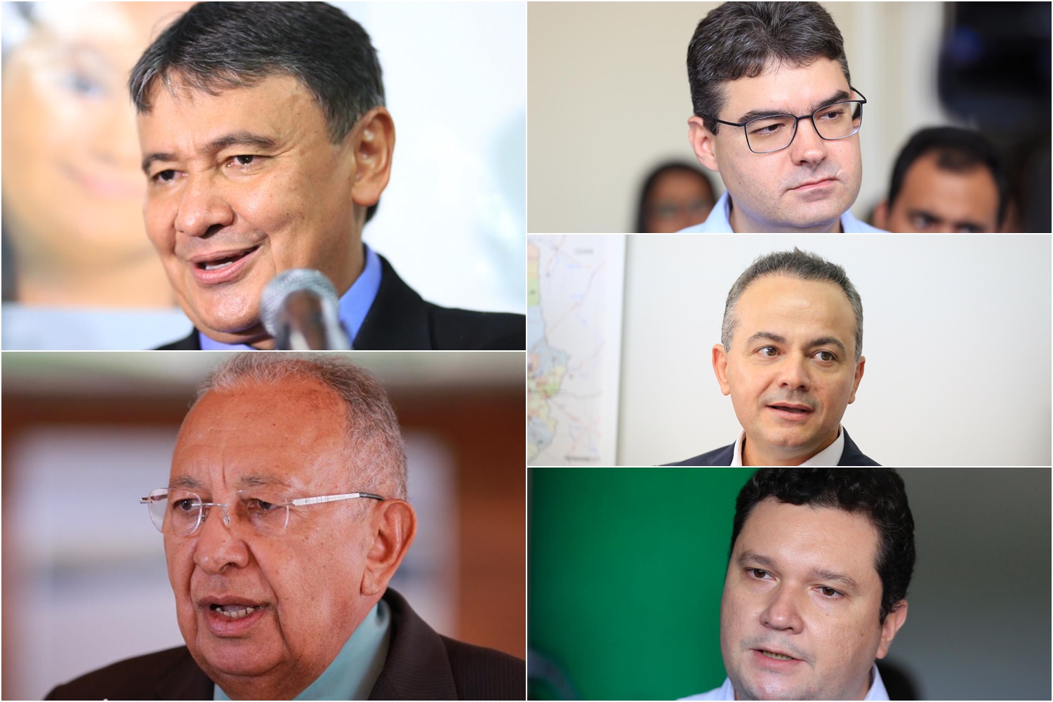 Candidatos ao governo do Piauí: Wellington Dias, Dr. Pessoa, Luciano Nunes, Valter Rebelo e Fábio Sérvio