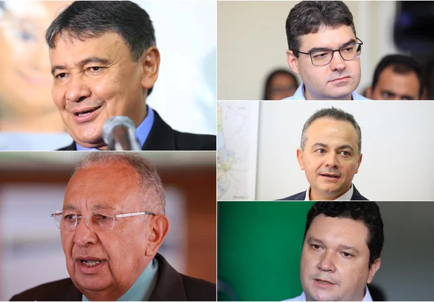 Candidatos ao governo do Piauí: Wellington Dias, Dr. Pessoa, Luciano Nunes, Valter Rebelo e Fábio Sérvio