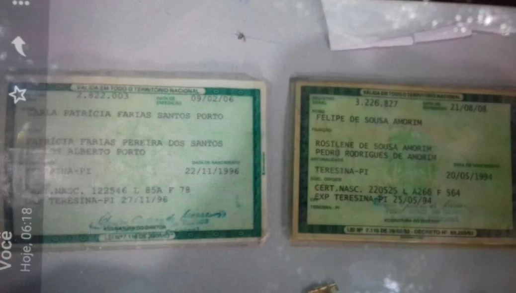 Identificação dos suspeitos preso pela PM