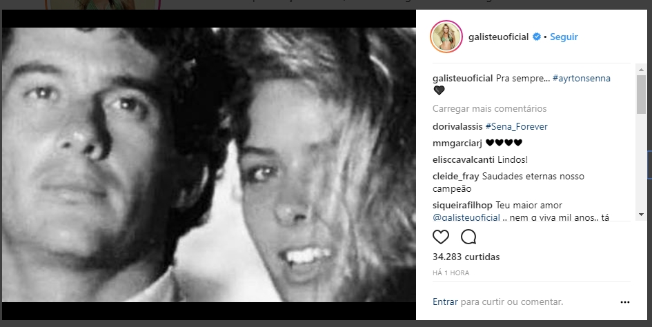 Adriane Galisteu prestou homenagem em 24º aniversário de morte de Ayrton Senna