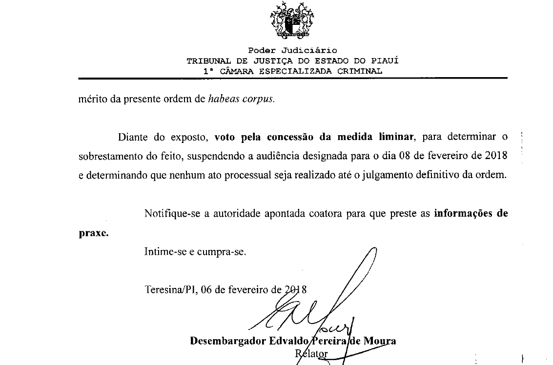 Liminar dada em 06 de fevereiro de 2018