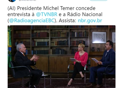 Presidente Michel Temer em entrevista a EBC