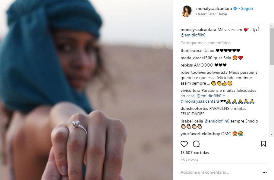 Monalysa Alcântara é pedida em casamento durante viagem a Dubai