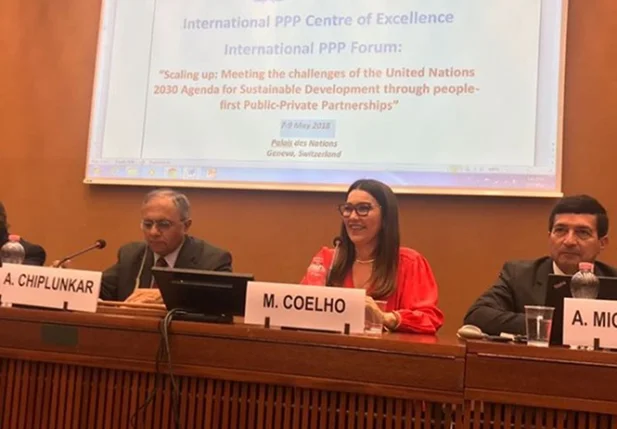 Vice-Governadora discursando na ONU
