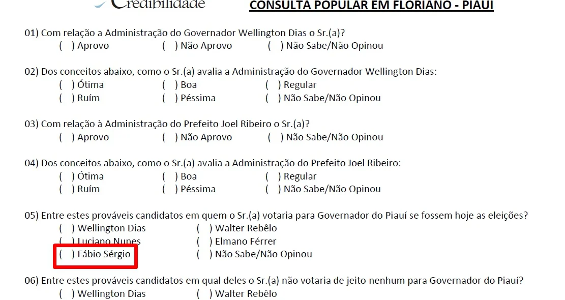 Instituto Credibilidade apresentou nome Fábio Sérgio