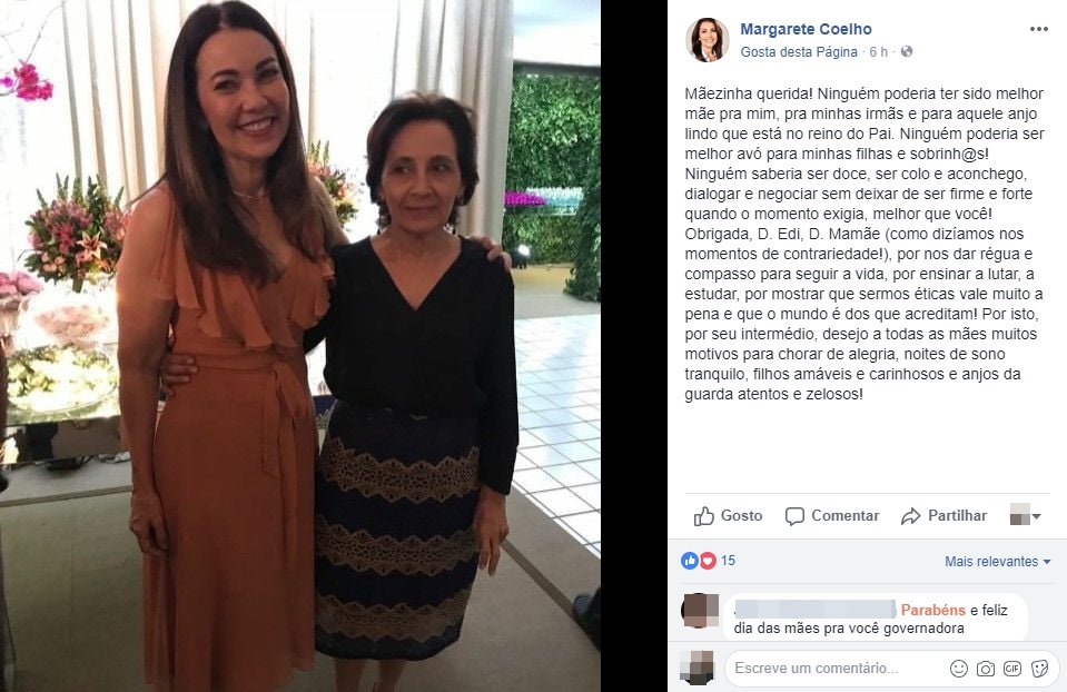 Margarete Coelho presta homenagem no Dia das Mães