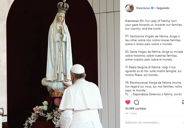 Papa em homenagem ao dia das Mães