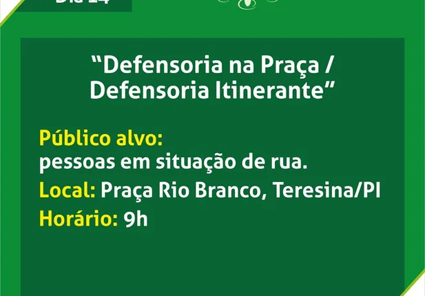 Semana da Defensoria Pública inicia nesta segunda em Teresina